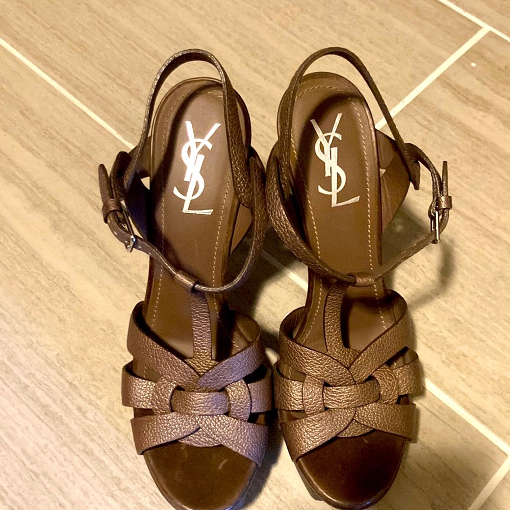 YSL Tribute heel platform sandals